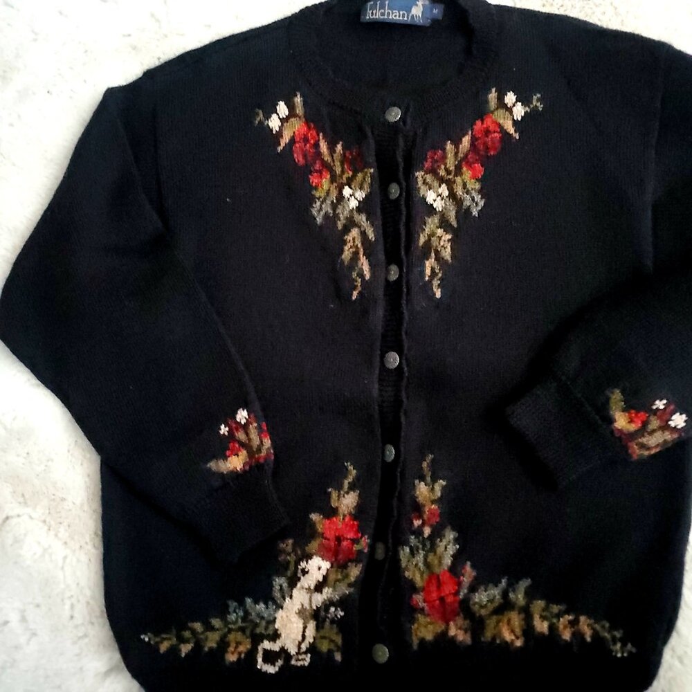 Tulchan Vintage Cardigan Medium 95% Wool Cottagecore